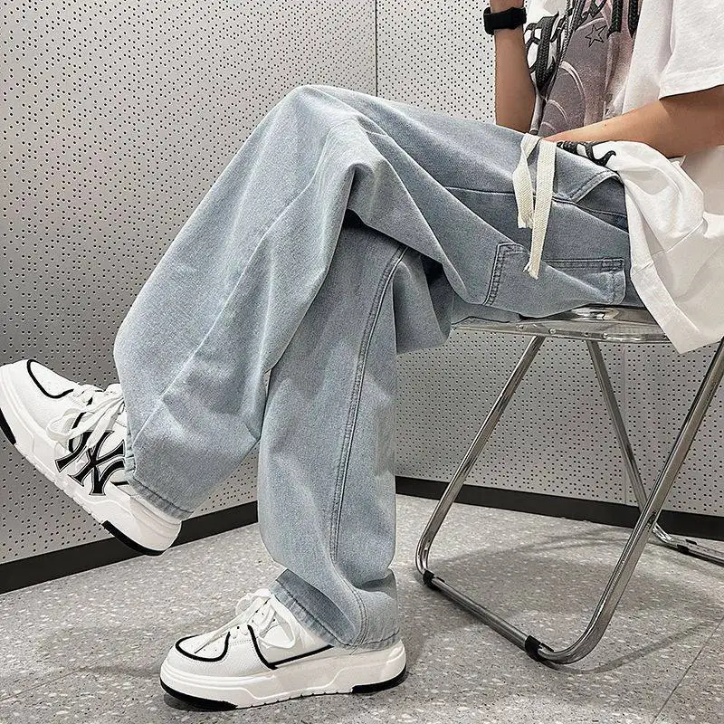 

Мужские джинсы American High Street Vibe, прямые, широкие, повседневные, весенне-осенние, модные, свободного кроя, из прочного денима