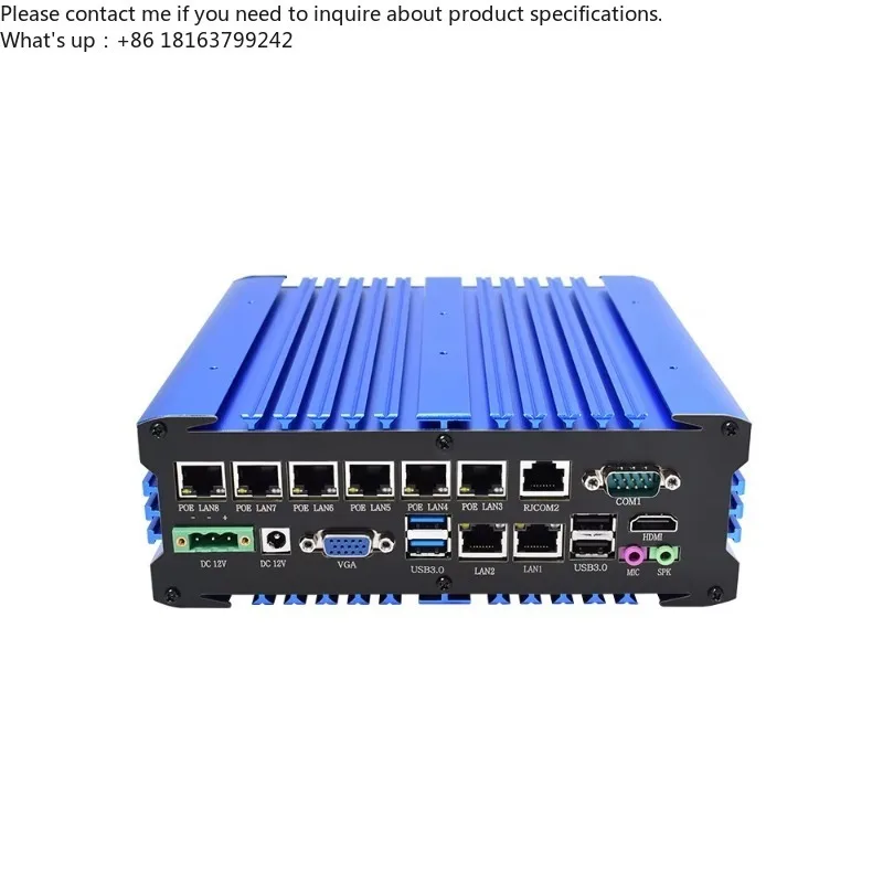

Mini Industrial Fanless Pc with 8 Lan Port 2 RS232 RS485, Industrial Control Computer DC 9-36V Industrial Embedded Computer