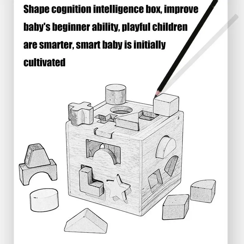 รูปร่างปริศนาไม้ของเล่นไม้ Sorter ของเล่นรูปร่างบล็อก Sorting Cube Fine มอเตอร์คลาสสิกของเล่นเพื่อการศึกษาปริศนาเกม 13