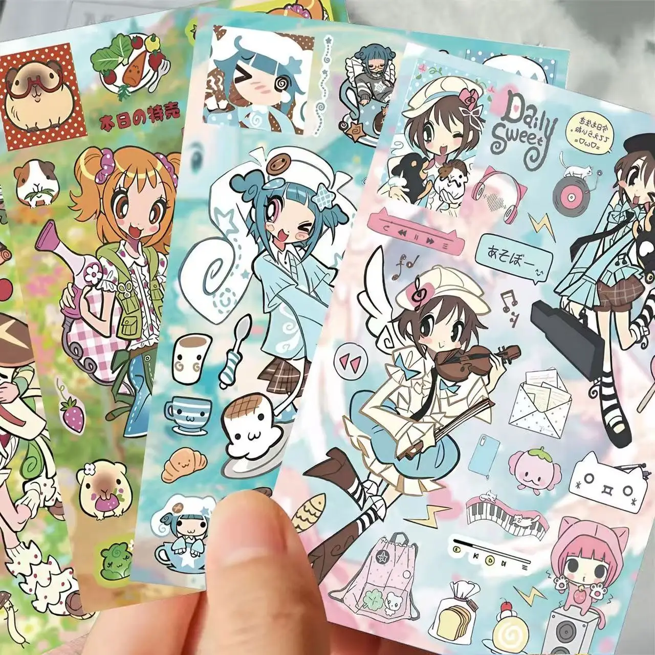 8PC Mix Sweet Tangy Millennium Maid Peel-off Stickers Cute Stylish Healing Fresh Minimalist Collage Material Waterproof Stickers