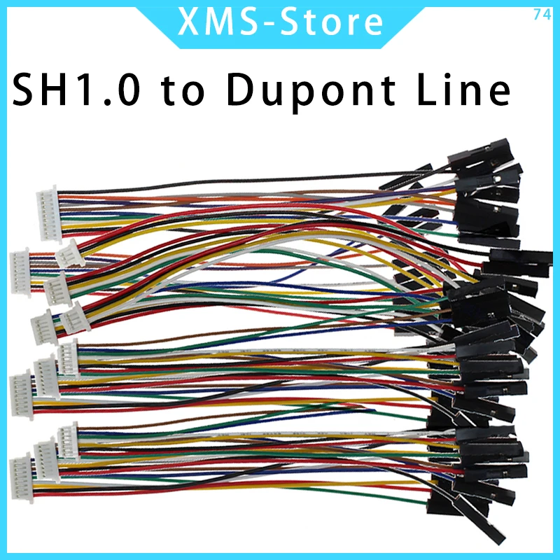 10Pcs SH1.0 to Dupont line electronic wire-2P/3P/4P/5P/6 Pin To 2.54mm Dupont Male/Female Wire Connector Color Cable