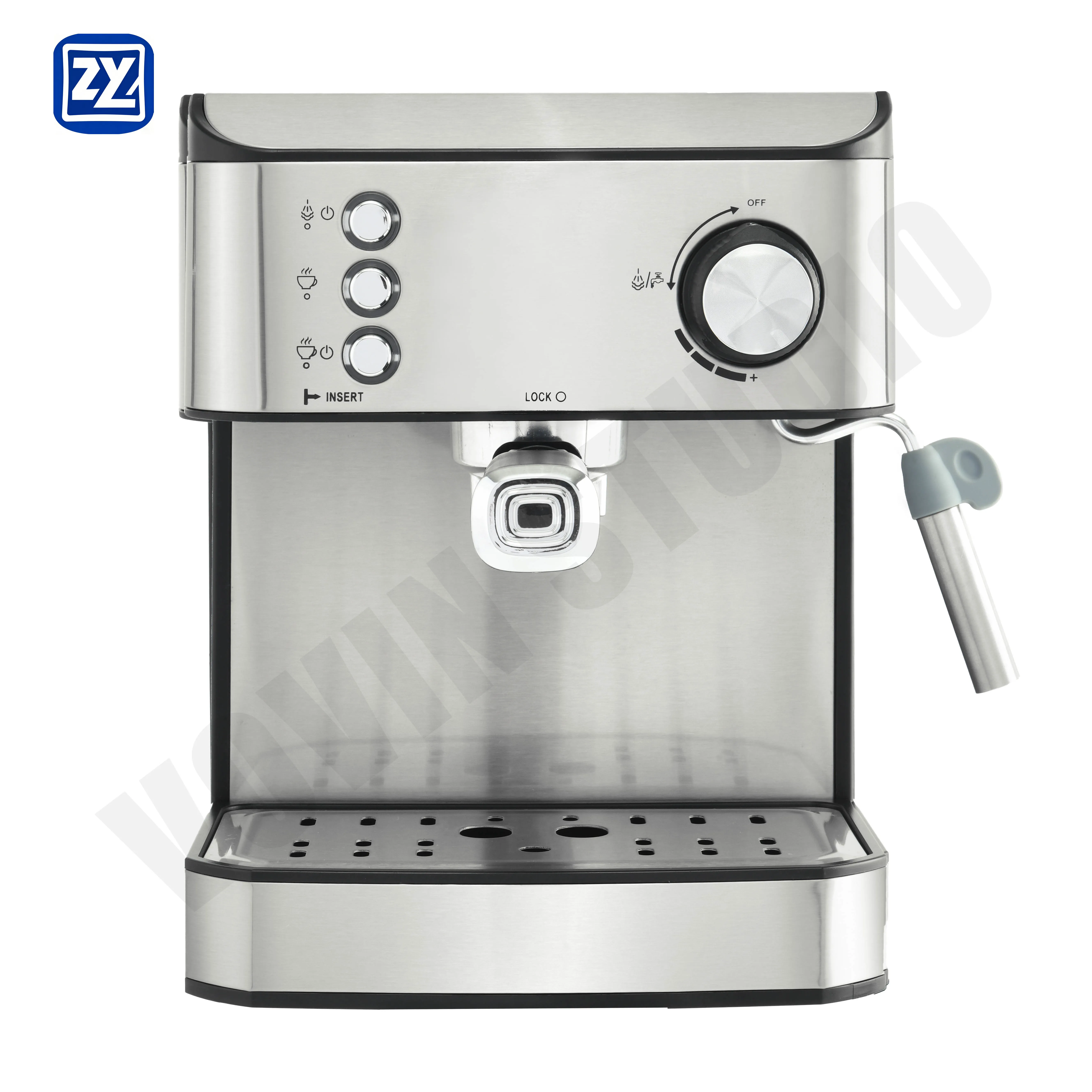 15 Bar  Machine With Milk Frother, Make 2 Cups Simultaneously, Works Pods or Ground Coffee, 55 Oz. Water Reservoir