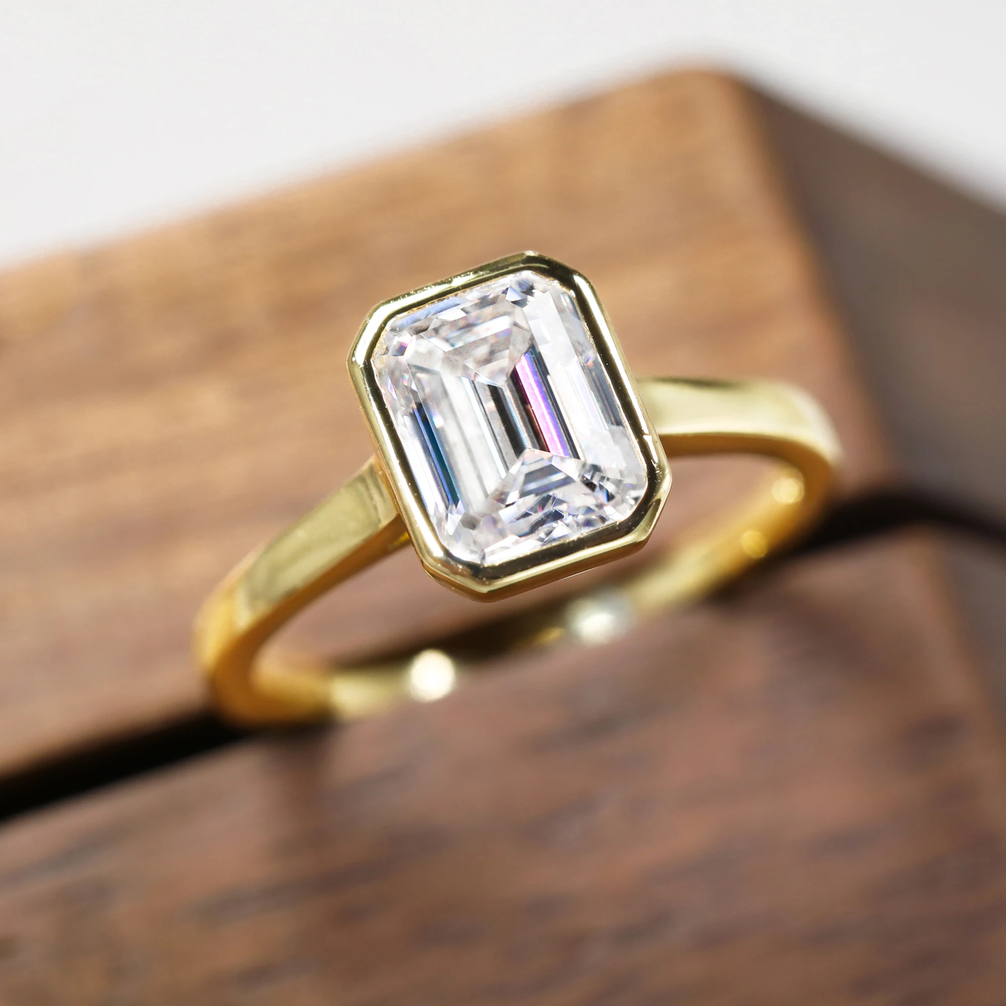 1ct 2ct 3ct Emerald Cut Moissanite Ring 925 Sterling Silver Engagement Solitaire Rings for Woman Gold Plated Anniversary Gifts