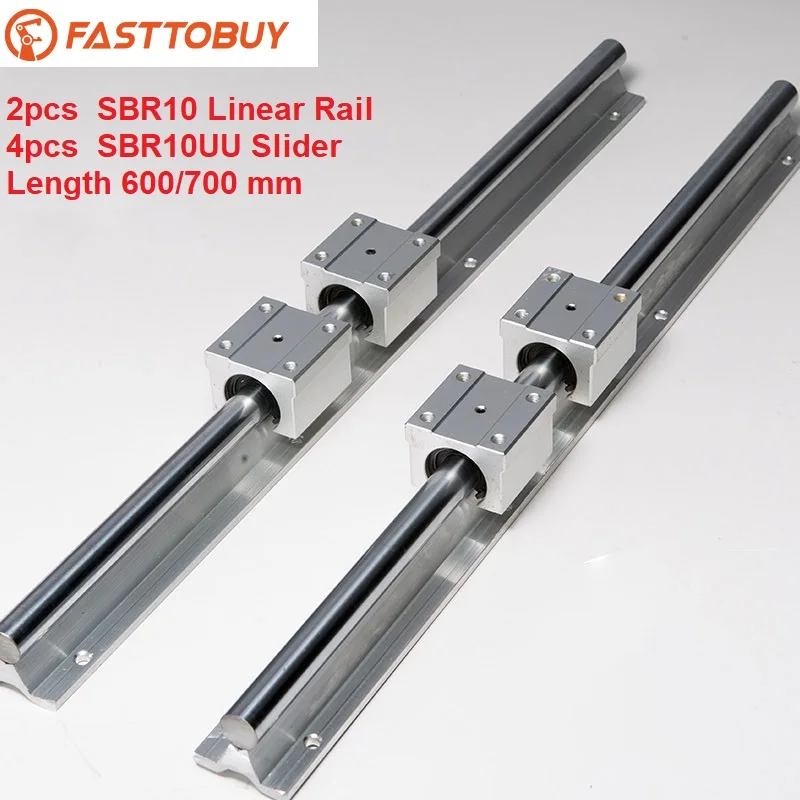 2 pcs SBR10 Linear Guide Rail of Length 600/700mm with 2pcs Cylindrical Guide and 4pcs Slider for CNC Wide Application