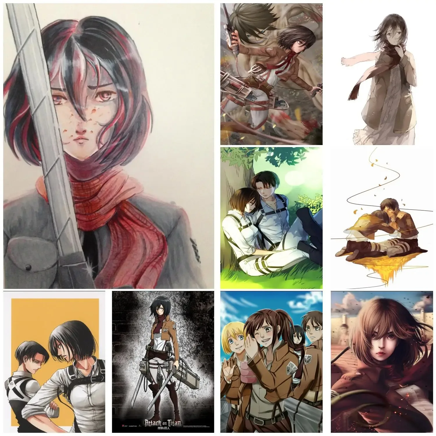 Mikasa Ackerman-Póster de videojuego de Anime, pintura en lienzo, arte de pared para cafetería, Bar, sala de estar, dormitorio, decoración de pared del hogar