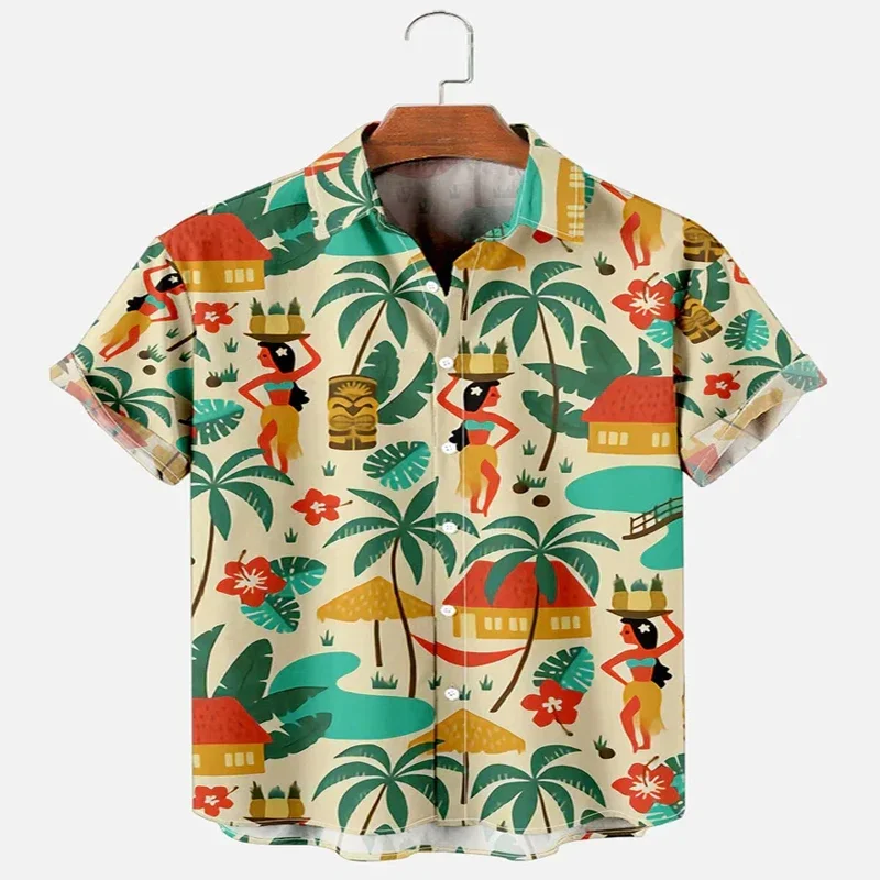 Aloha Beach Hippie Girl Short Sleeve Shirt 3D All Over Printed Hawaiian Shirt for Men and Women Casual Shirt Unisex