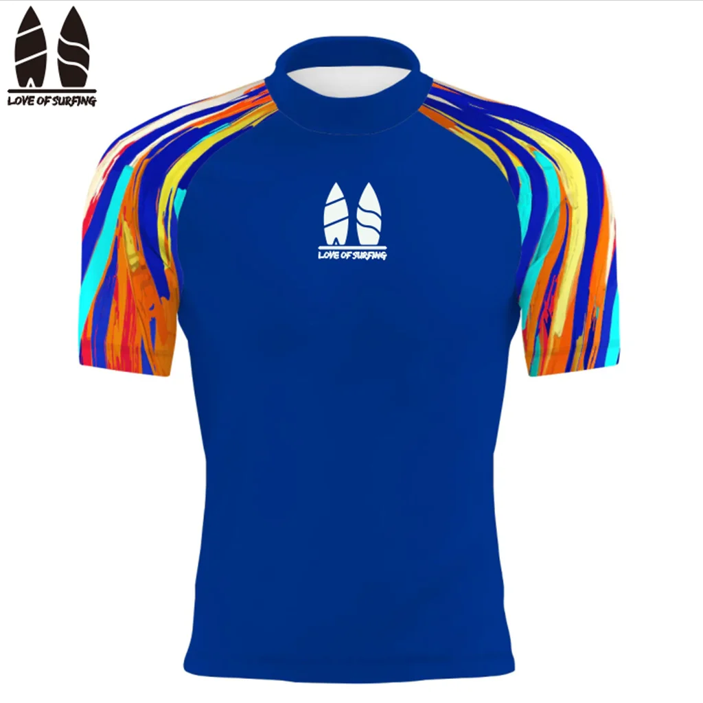 Camicie da surf a maniche corte da uomo estive Rash Guards Beach Wear costume da bagno a prova di UV sport acquatici Fitness top da bagno ad