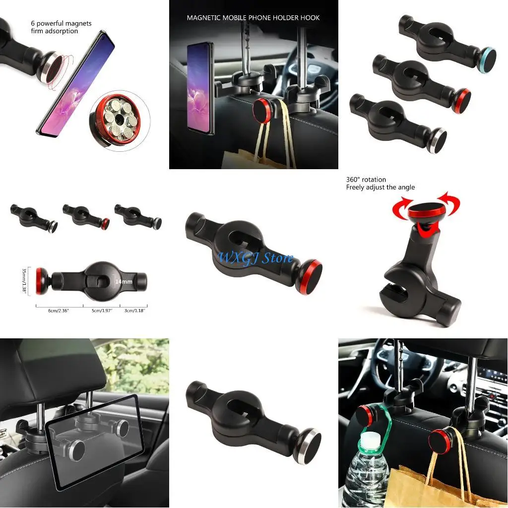 

37JE Car Hooks for Purses Bags Cloth Grocery Headrest Hanger 6Kg Bearing Headrest Mount