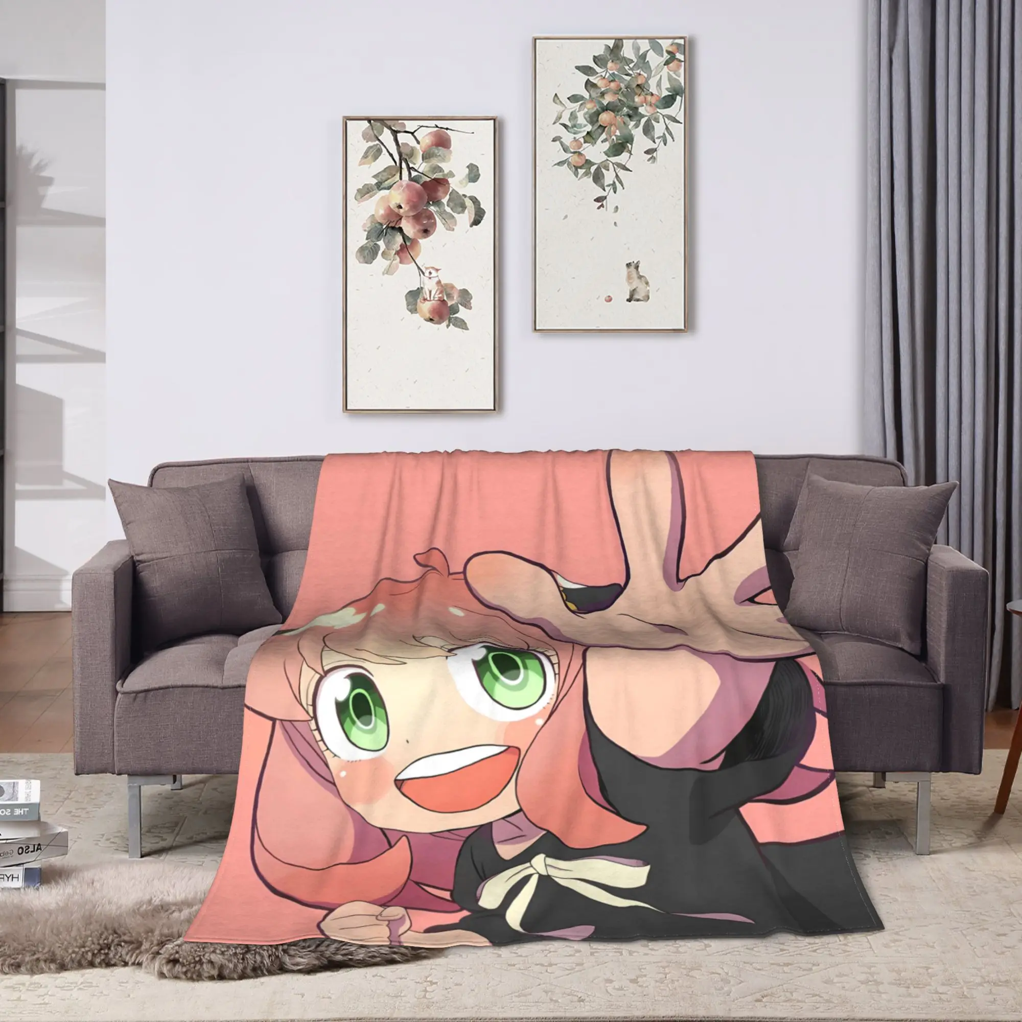 Cute A-AnyaAnime Blanket  Soft Funny Plush Bedding Throws For Girls Boys Couch Chair Sofa Bed Flannel Bedspread Bed Cover