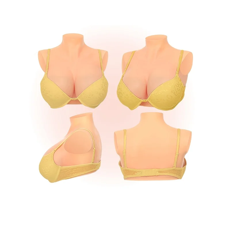 High-Neck Silicone Fake Breasts in C/D/E/G Cup, Realistic Artificial Breasts with a Teardrop Shape, Suitable for Cross-Dressing