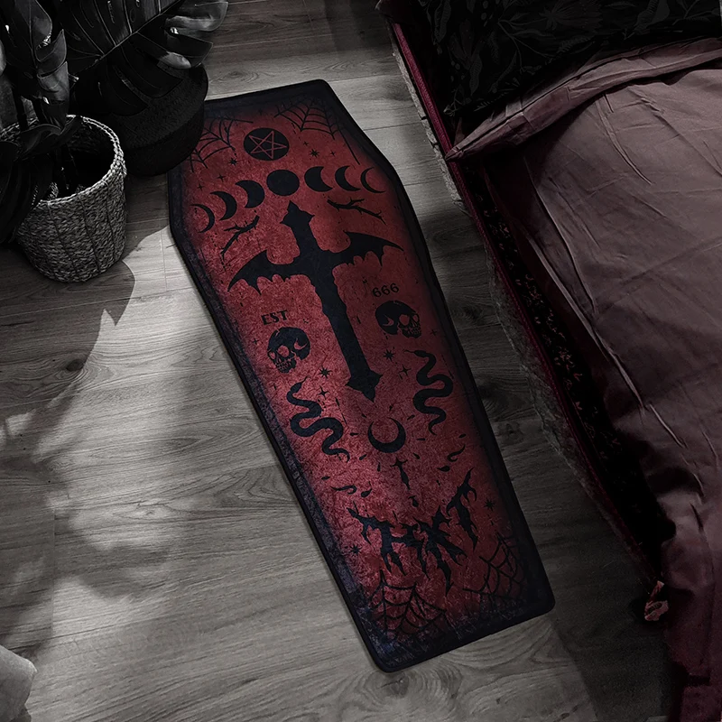 Gothic Skull Carpet for Living Room Home Black Bedroom Bedside Plush Carpets Halloween Decor Non-slip Rug Cloakroom Soft Rugs