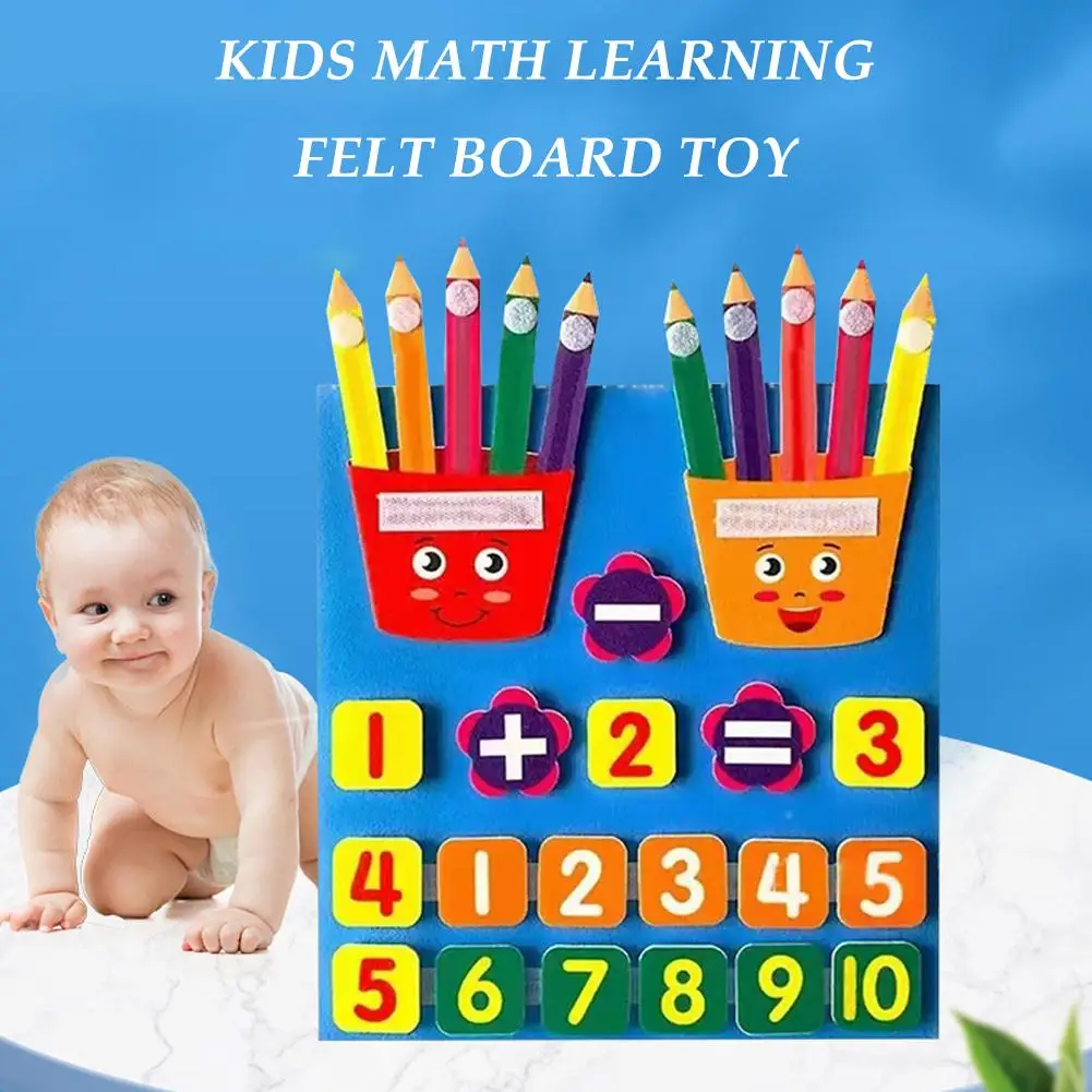 Filz Montessori Mathe Spielzeug Kinder Stift Zählen beschäftigt Spielzeug pädagogische frühe Board Kinder 30*32cm q4r3