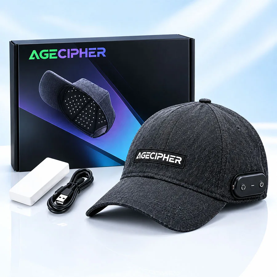 AGECIPHER Scalp Care Cap, Portable USB Charging Hair Care Cap, Equipped with 158 LED Light Beads, Male and Female universal Scalp Care Design, Safe and Comfortable Daily Health Headwear, Suitable for Outdoor Travel Use