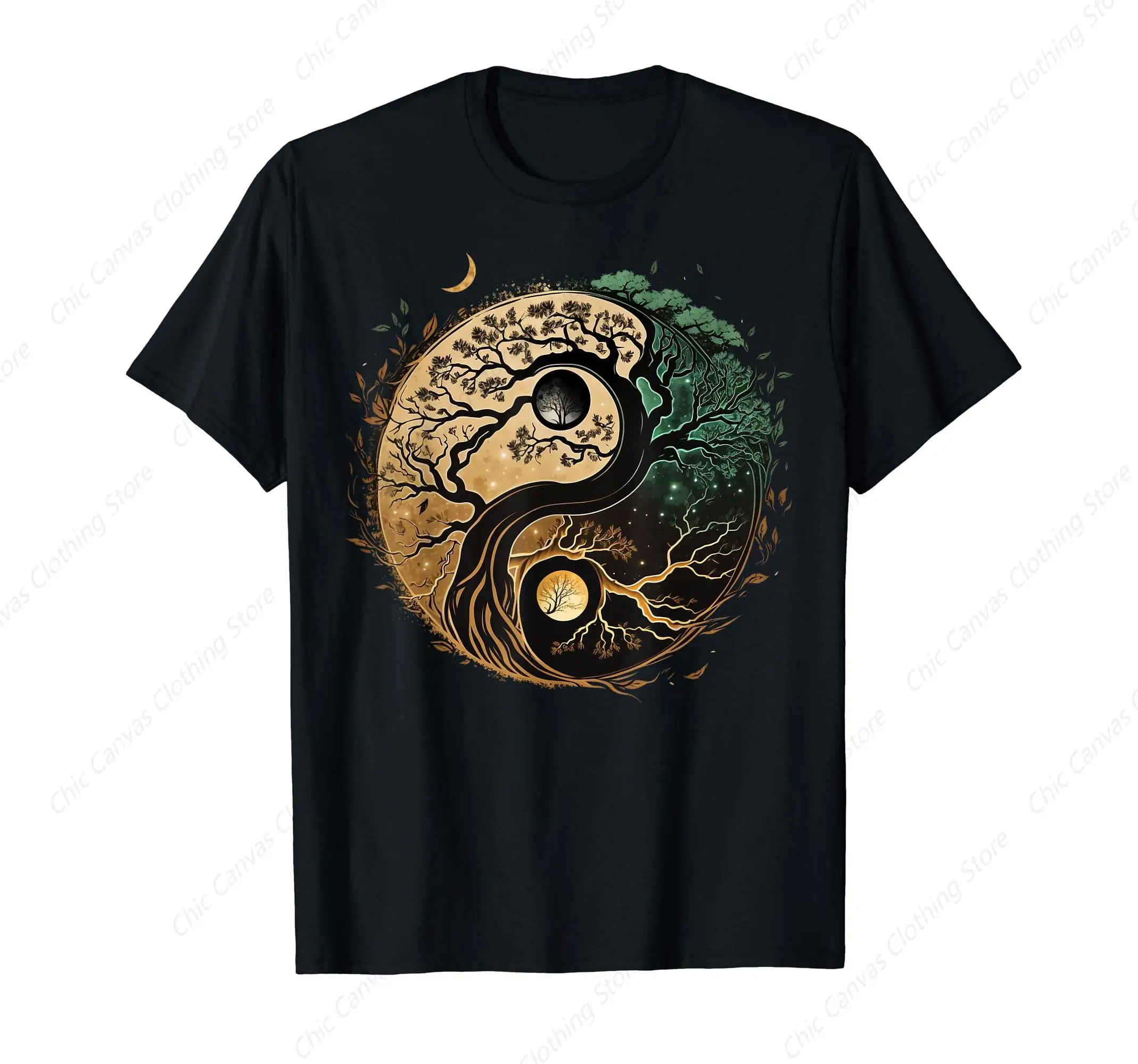 

Fashion Cool Men's Tree Of Life Printed Spiritual Yin Yang Bonsai T-Shirt