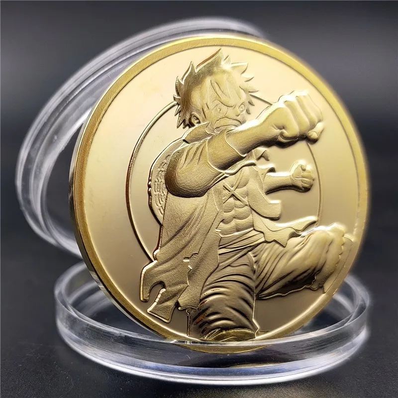 Dragon Ball One Piece Son Goku Luffy Roronoa Zoro Reliëf Gouden Munt Metalen Anime Herdenkingsmedaillon Verzamelgeschenk