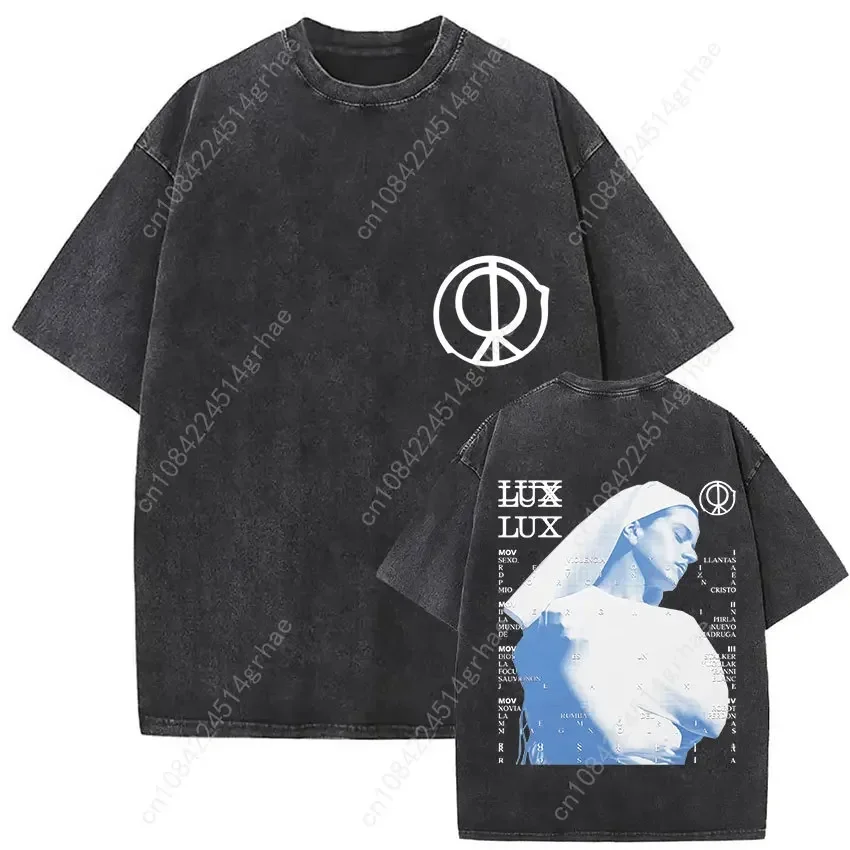 Vintage Washed Rosalia Lux Tour 2025 New T Shirt Men Women Harajuku Aesthetic Oversized T-shirts Summer 100% Cotton Tops T-shirt