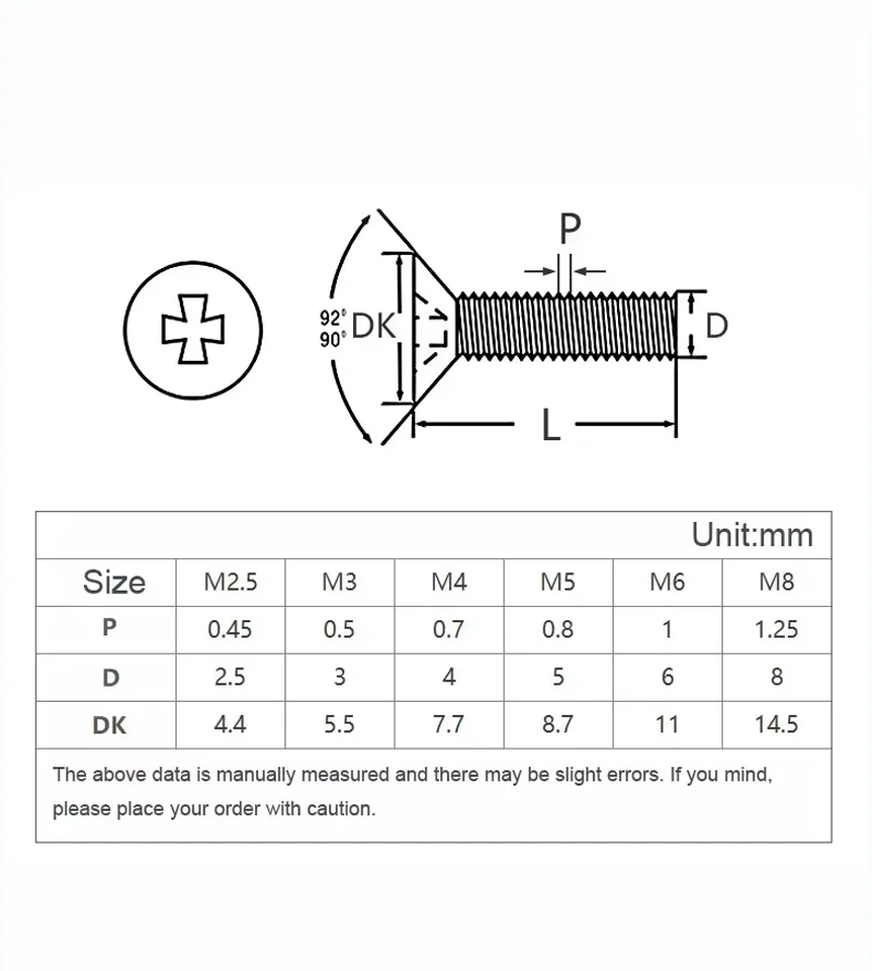 20~50pcs Black Nylon Countersunk Head Screws Plastic Phillips Flat Head Bolts Length 4~40mm M2 M2.5 M3 M4 M5 M6 M8