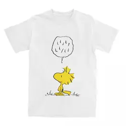 Woodstock Speaks Polka Dots T Shirt for Men 100% Cotton Humorous T-Shirt Crewneck Snoopy Tees Short Sleeve Clothing Original