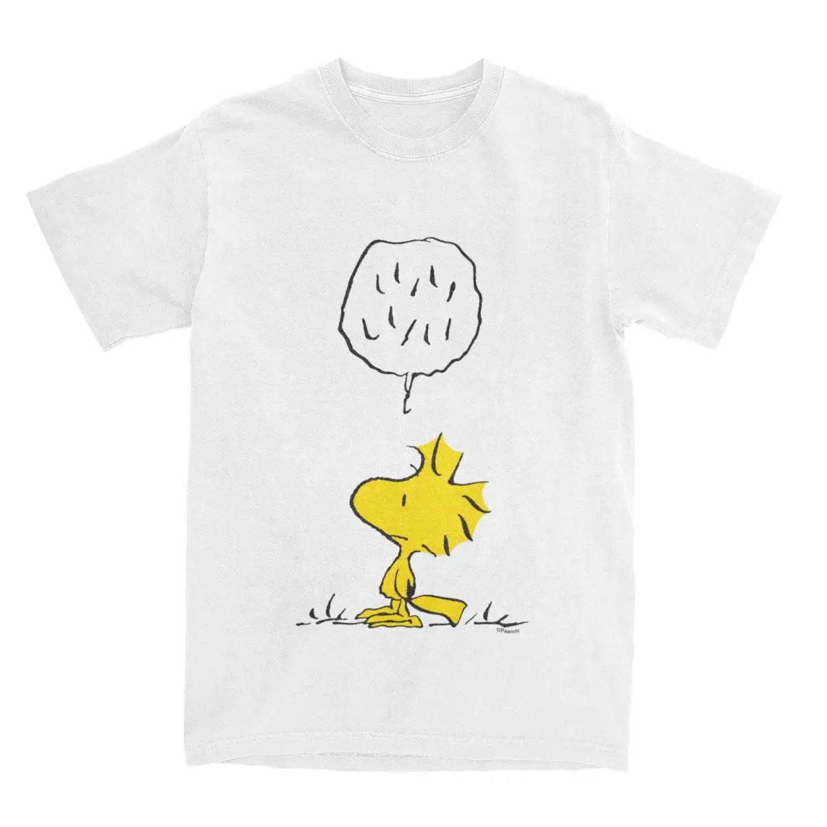 Woodstock Speaks Polka Dots T Shirt for Men 100% Cotton Humorous T-Shirt Crewneck Snoopy Tees Short Sleeve Clothing Original