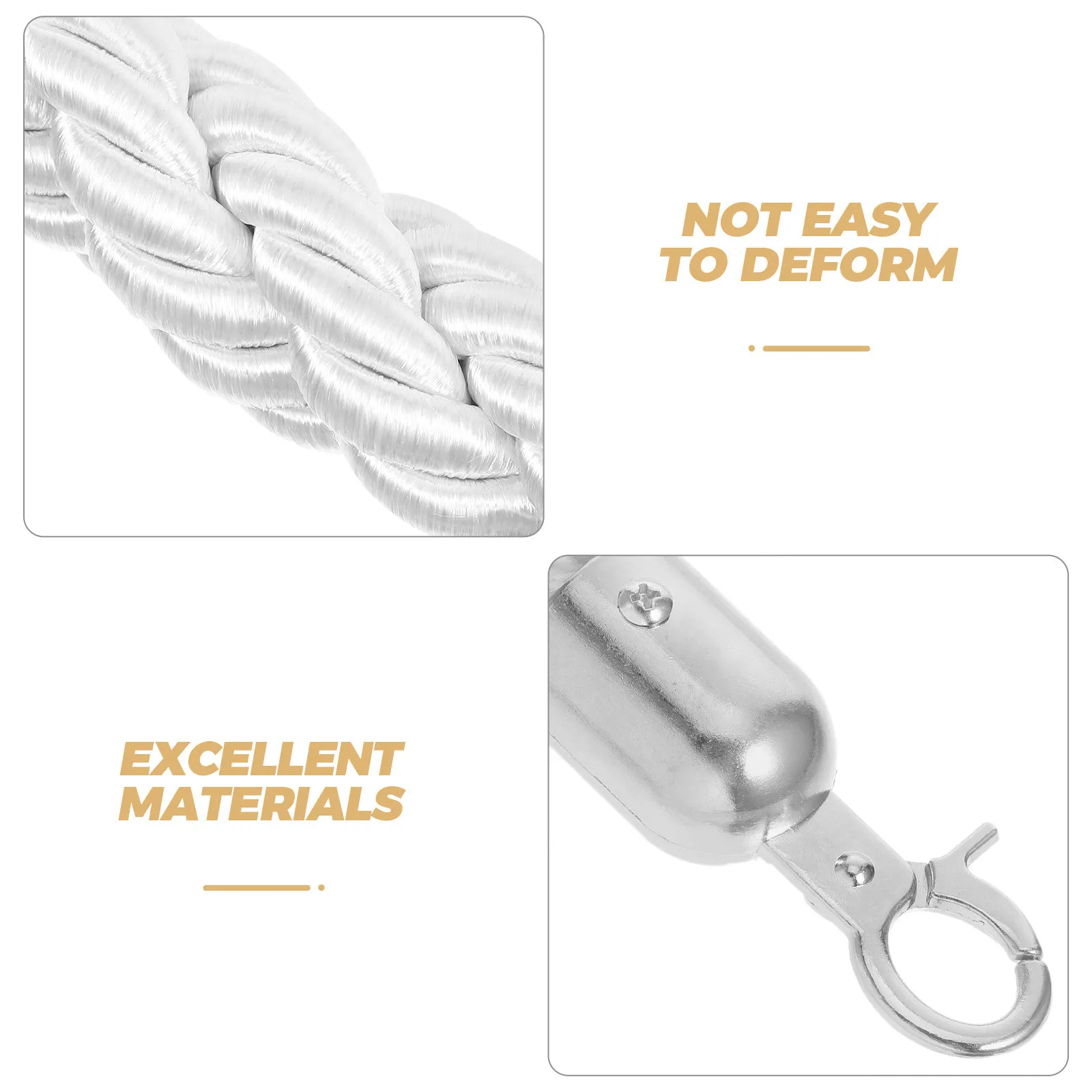 1.5m Elegant Twisted Braided Stanchion Rope Barrier Weather Resistant Queue Line Rope with Installation for Theaters