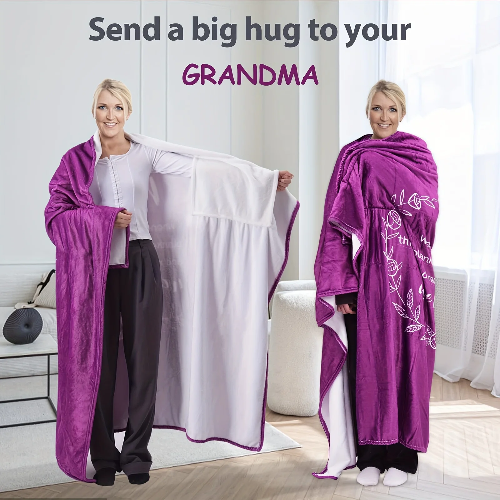 1pc Lightweight Flannel Grandma Blanket - Oversized 70