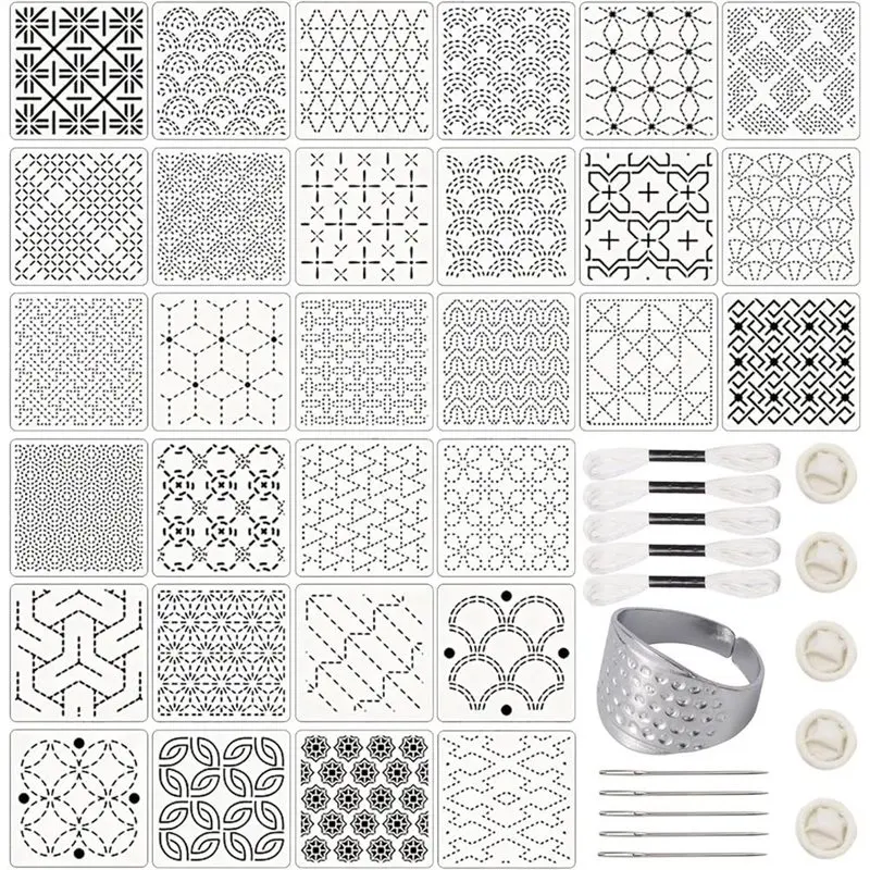 

【FITTING】Набор инструментов для ручного квилтинга и набор трафаретов из 31 шт., включая 3,9 х 3,9 дюйма с геометрическим узором (