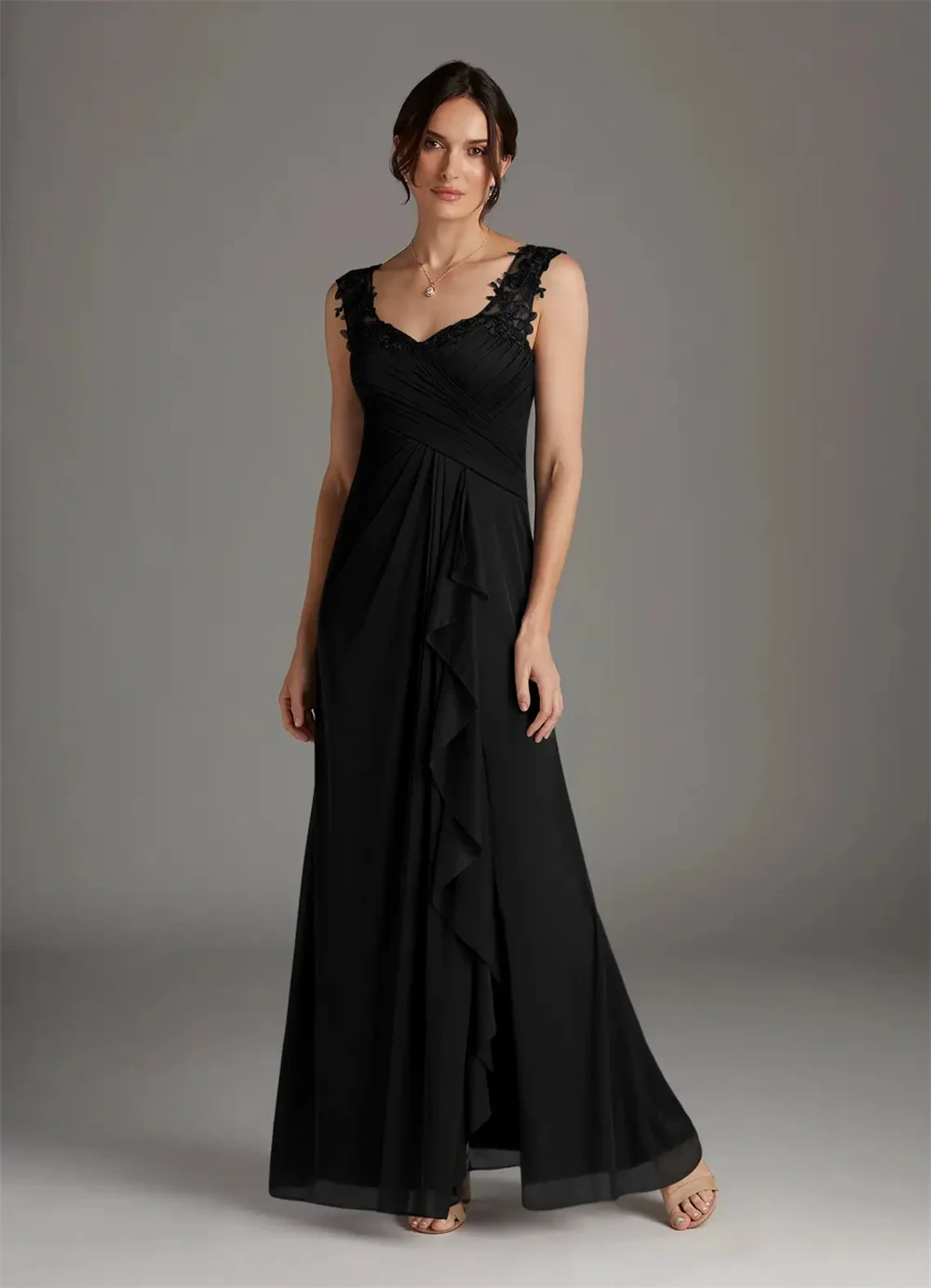 2025 فستان أم العروس زفاف دانتيل مطوي بدون أكمام كشكش فستان الأم ثوب مسائي رسمي للنساء مخصص