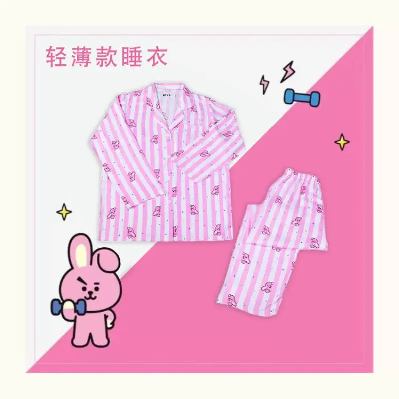 Anime Cartoon Bt21 Women\'s Pajamas Summer New Thin and Cute Home Wear Casual Wear Two-Piece Suit Couple Suit Gift for Friends