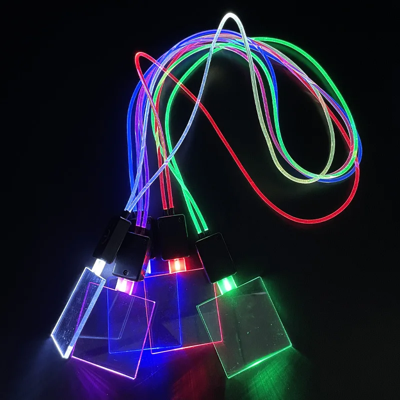 Customized-Border New LED Acrylic Light-Up Full Body Light-Up TPU Light-Guiding Work Exhibition Light-Up Lanyard