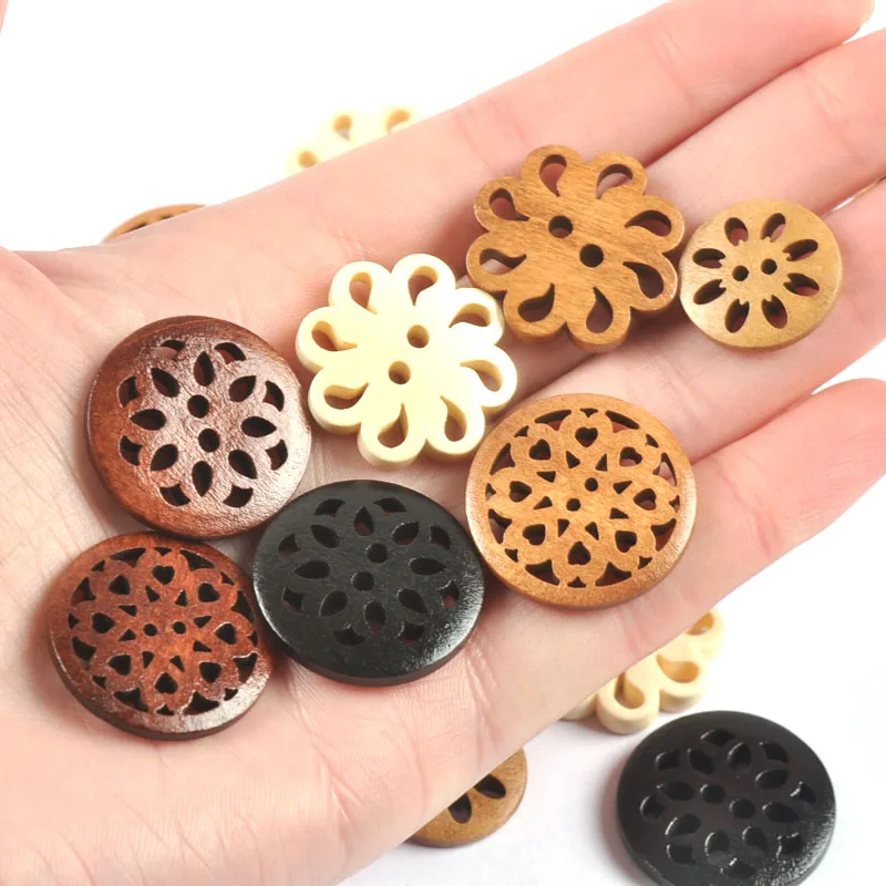 20pcs Vintage 2Holes Wood Buttons For Garment Sewing Accessories DIY Crafts Scrapbook Embellishment Handmade Decor 18-25mm c3234