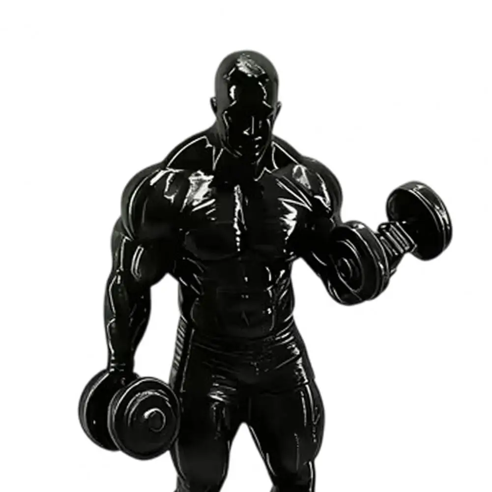 3d Printing Ornaments Abstract Portrait Sculpture 3d Printed Weightlifter Ornament Man Figurine with Dumbbells Black for Fitness
