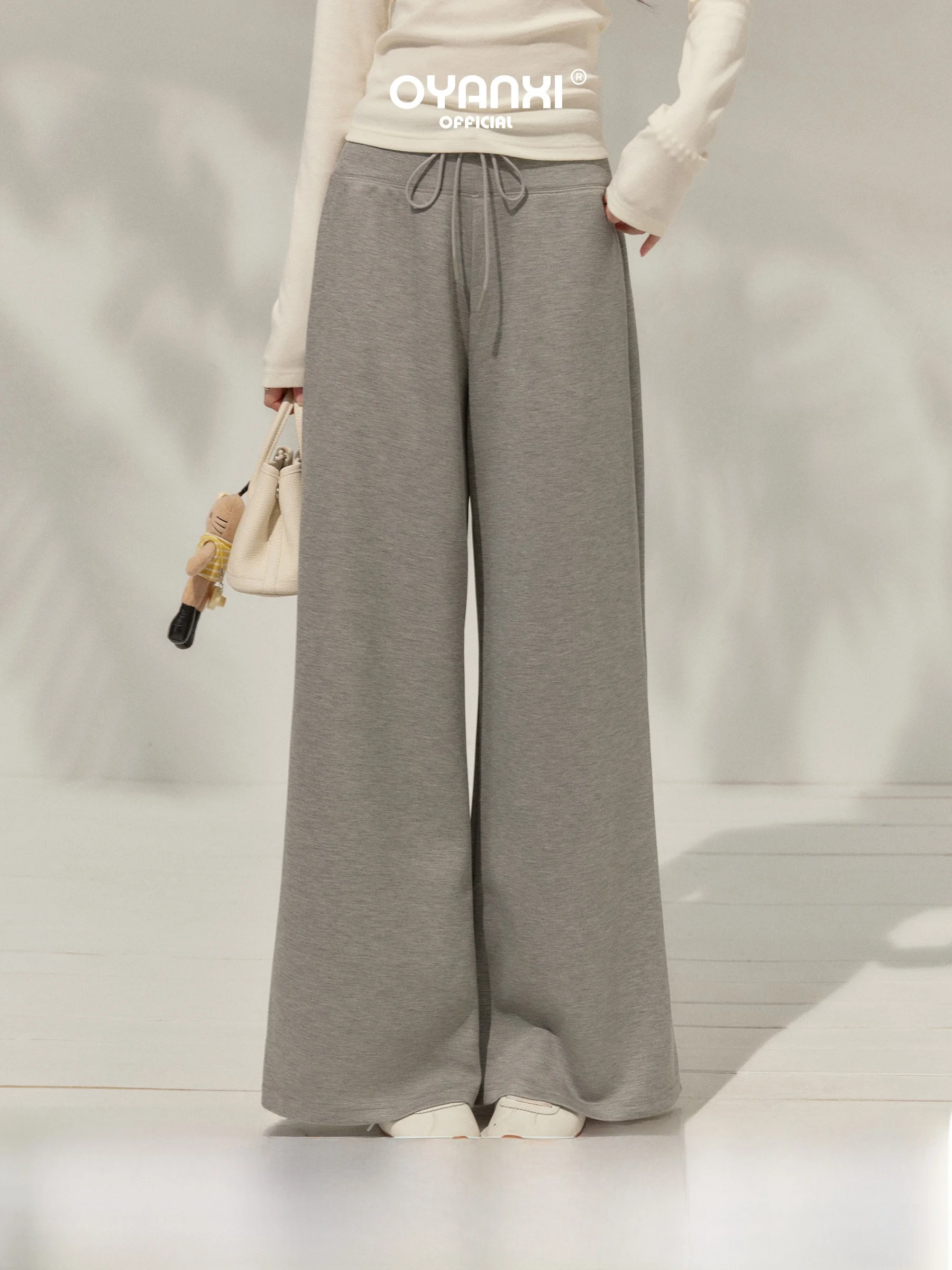 

Gray Casual Pants Women's High Waist Drapey Glutinous Rice Pants Outerwear Spring 2026 New Style Wide Leg Casual Trousers