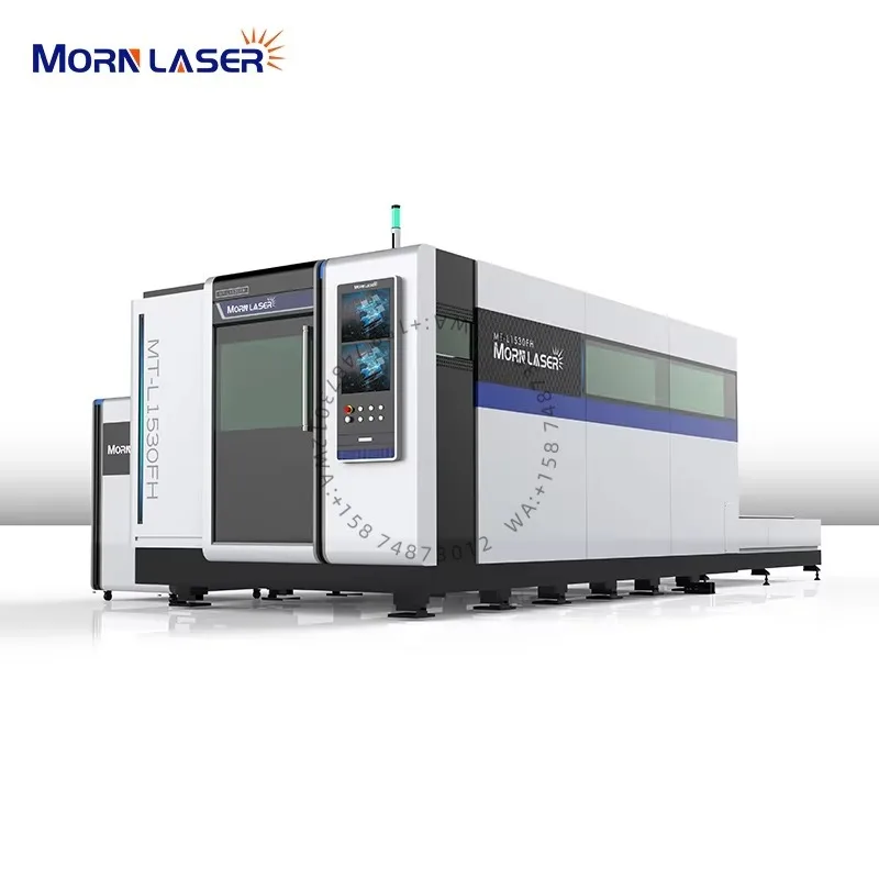 MORN Fiber la ser Cutting Machine Sheet Metal 2000*4000mm CNC Double Bed Cover Type Metal Cutting