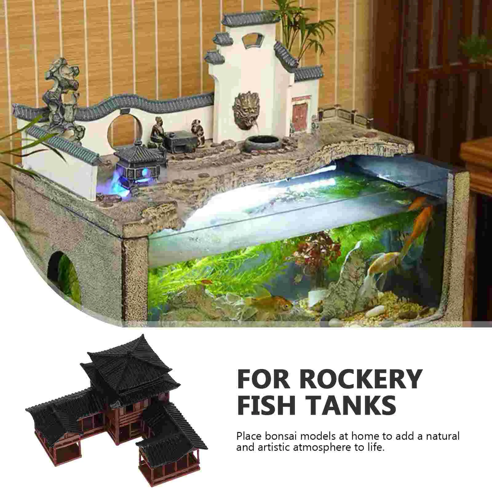 Bonsai Model Plastic Architectural Figurine Building Decor Traditional Inn Dollhouse