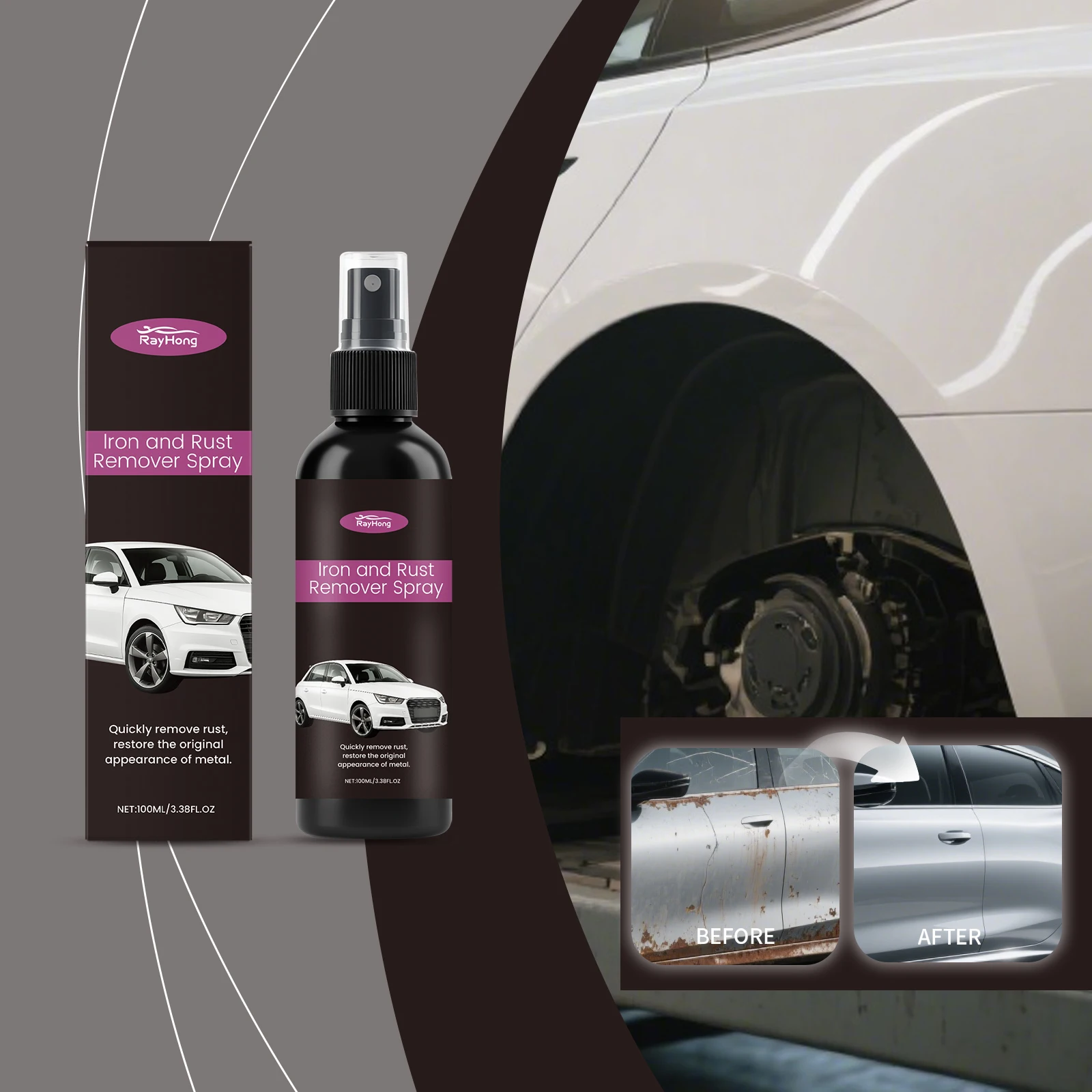 Removedor de ferrugem multiuso, manutenção poderosa de detalhamento de carro, suprimentos multiuso, acessórios automotivos, aparelho antiferrugem, met