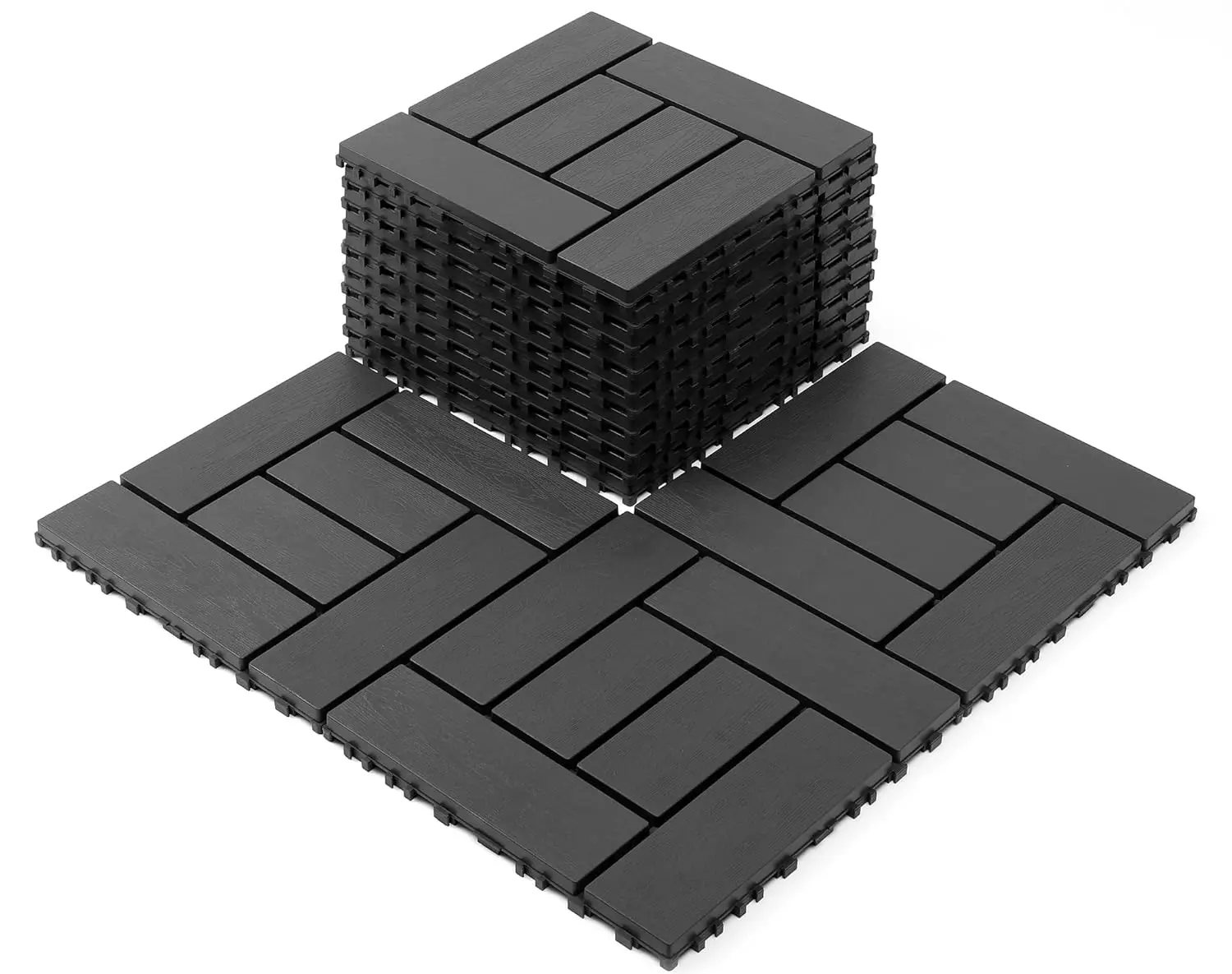 

44 Pack Plastic Interlocking Deck Tiles, 12" x 12" Waterproof Indoor Outdoor Flooring, Patio Floor Decking Tiles for, Custom