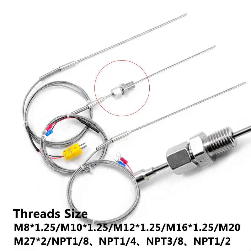 

Thermocouple Temperature Sensor Flexible Bending Probe1100 degree PT100/K Type Ungrounded 1mm 2mm 3mm 5mm Controller Sheathed