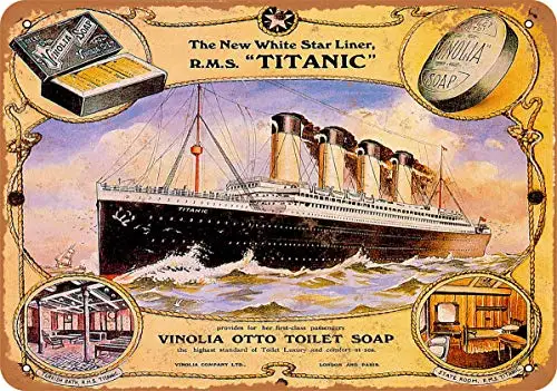 Металлический знак-1912 винтажное мыло Vinolia on The RMS Titanic-винтажный Настенный декор для кафе, бара, паба, домашние украшения для пива