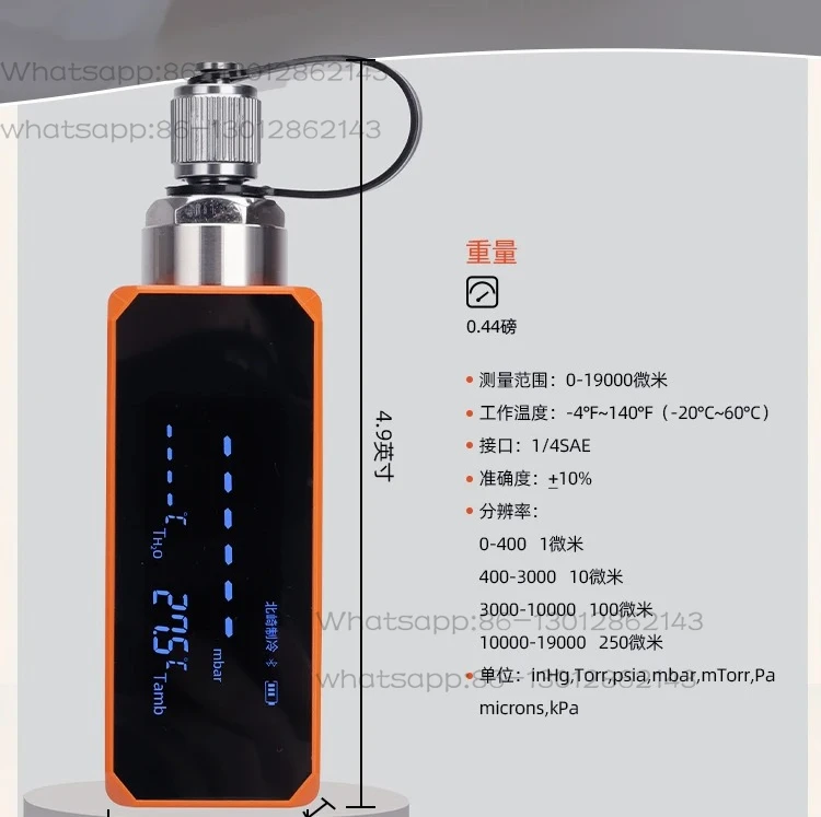 VGW-Mini Vacuum Gauge Micron Digital Micron Gauge Refrigeration Vacuum Tester Accurate Measurement for Refrigeration Maintenance