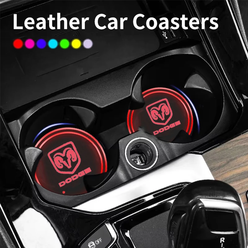 7 Color LED Car Cup Holder Light Luminous Coaster Water Cup Pad Accessories For Dodge Journey Caliber Challenger Charger Ram