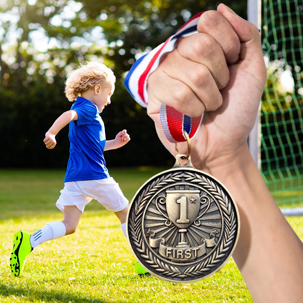 10 Stück Gold/Silber/Bronze-Medaille, Auszeichnungsmedaillen mit Halsband, Gewinnermedaillen aus Metall, 5 cm, Wettkampfpreis-Medaillen für Sportspiele