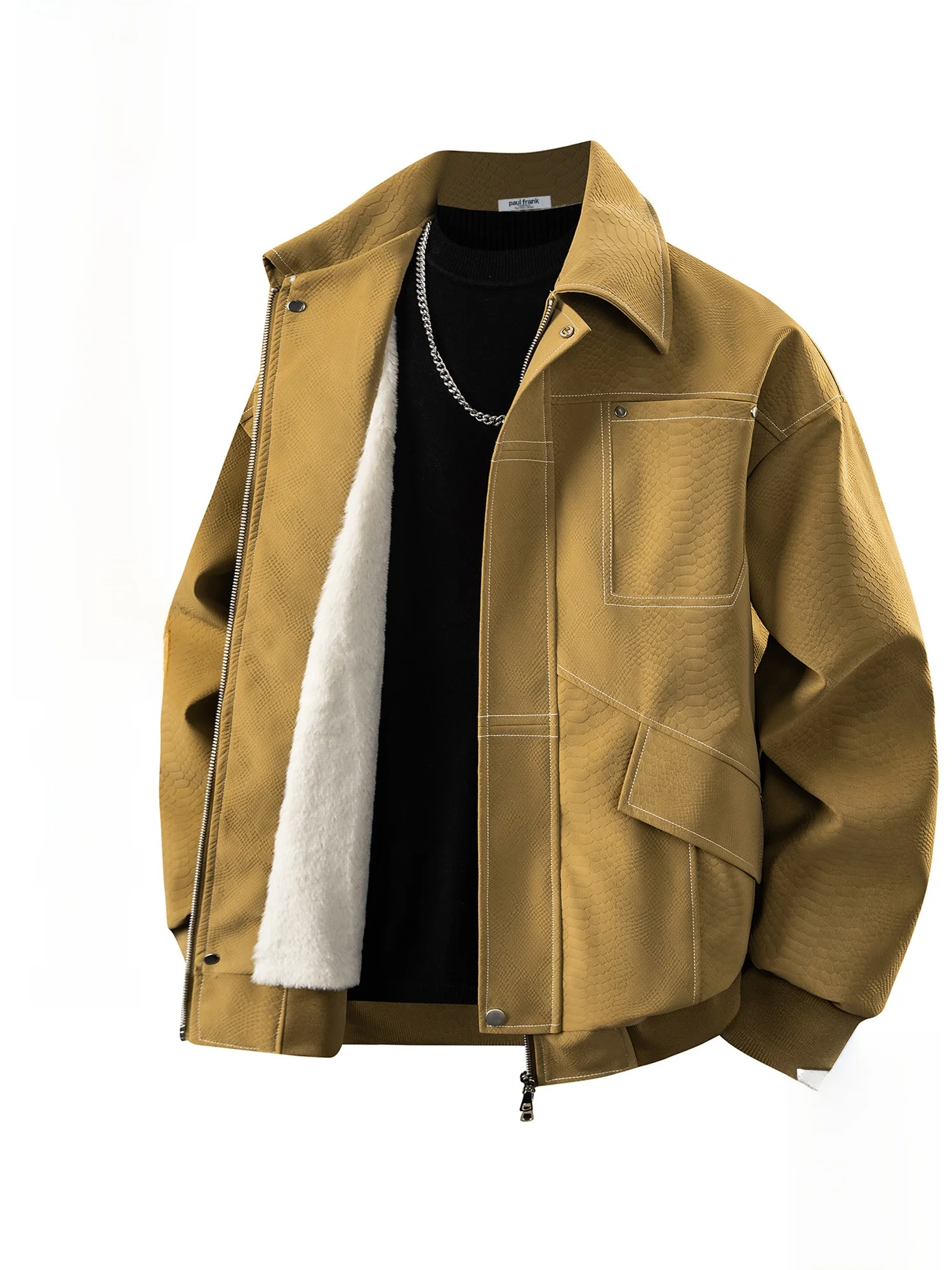 

Зимняя утепленная куртка Paul Frank с флисовой подкладкой, мужская повседневная верхняя одежда, теплая молодежная куртка из полиэстера с длинными рукавами