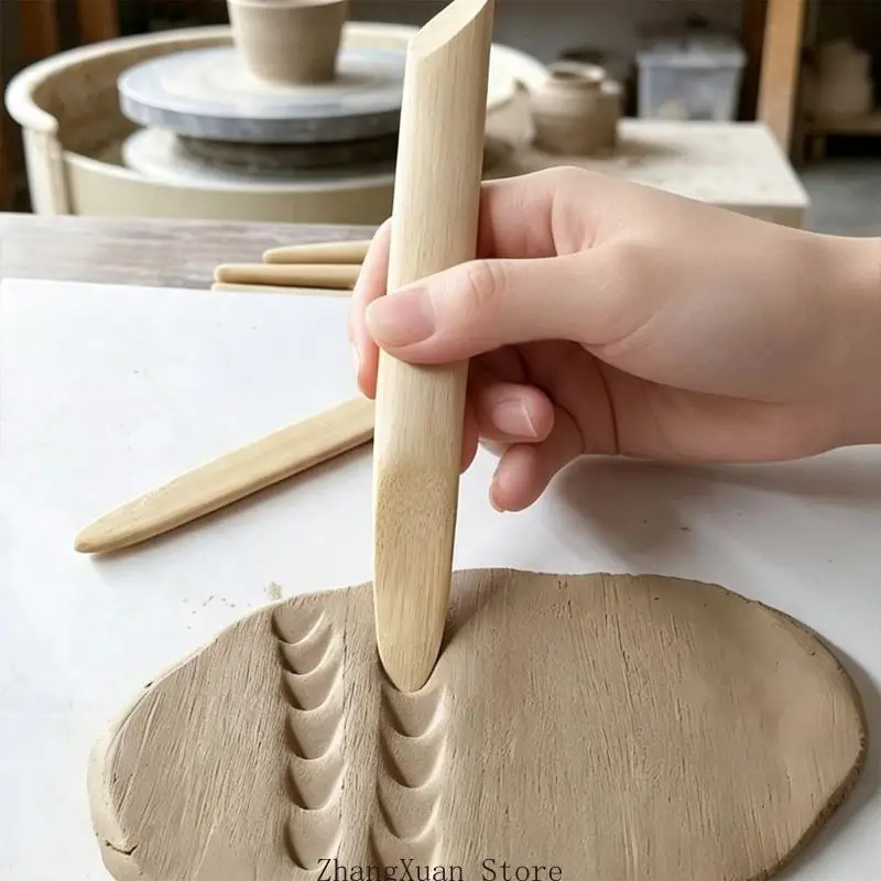 Holz-Ton-Schnitzwerkzeuge mit spitzen, abgerundeten und flachen Enden, 6-teilige Keramik-Formwerkzeuge zum detaillierten Glätten – Detail 4