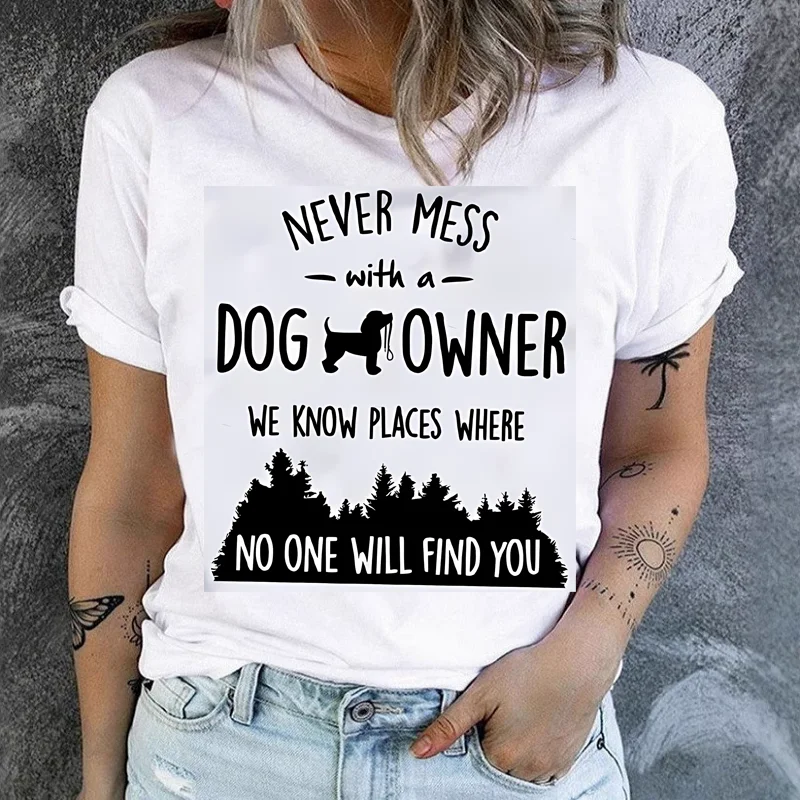 Europe and The United States Summer New Women's Dog PAWS Love Simple Trend Women Lovely Letter T-shirt Graphic T Shirts
