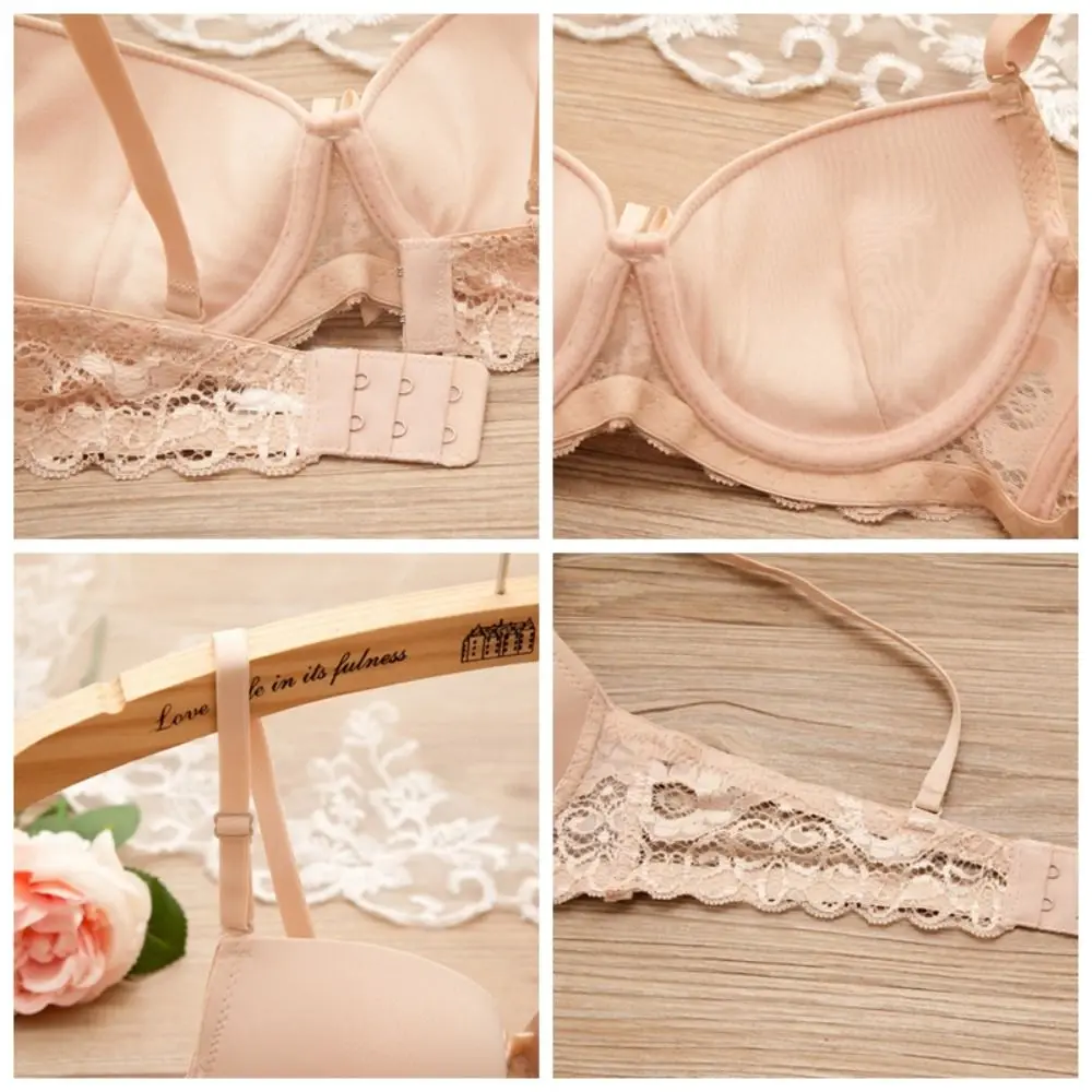Adjustable Mesh Lace Deep V Bra Anti-sagging Shockproof Underwear Women Sweet Lingerie Push Up Bras Girl