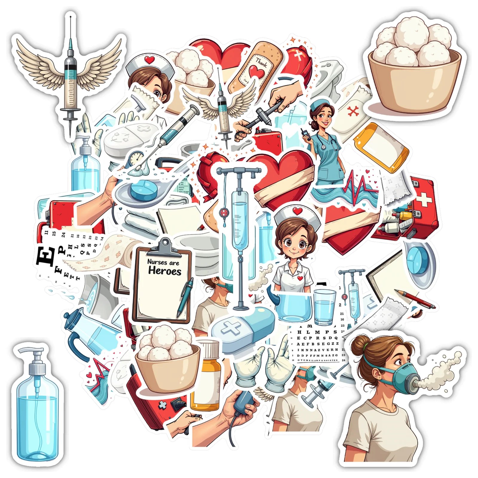 35pcs-100pcs Decals  hygiene Healthcare Decals Doctor Stickers Decals Nurse adhesive label for Laptop Guitar Fridge