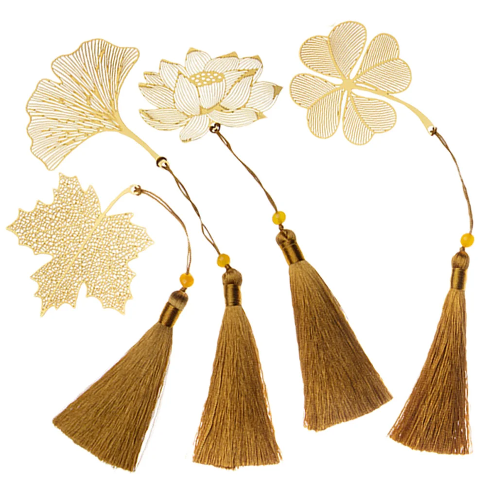 

4Pcs Premium Metal Bookmark with Hollow Design Fashion Leaf Book Markers for Study Lightweight Page Finder Gift for Book