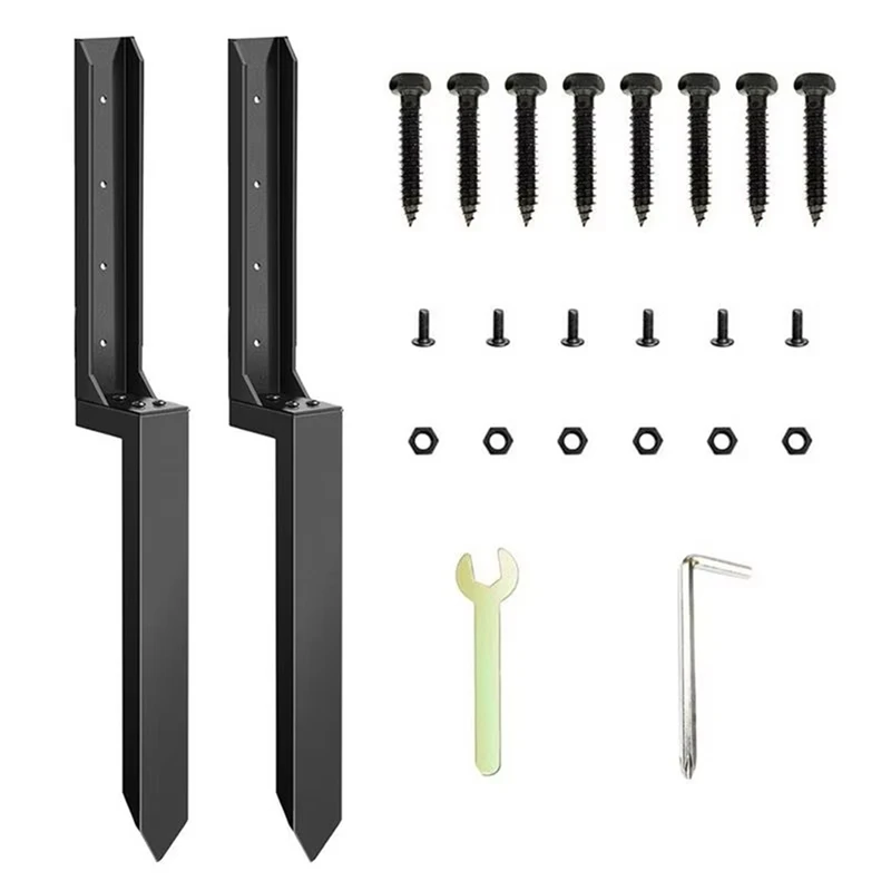 ABCA-Fence Repair Kit 2X Thickened Metal Fence Support Stakes Solid Ground Spike Quick Fix Post Stabilizer For Repair Tilted