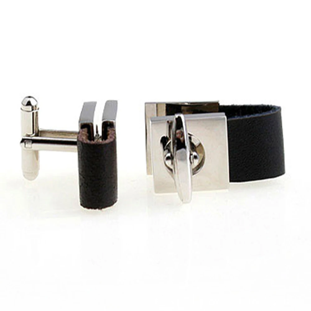 Black and Brown Leather cufflinks for man cuff link for wedding Fashion Men\'s cuff buttons