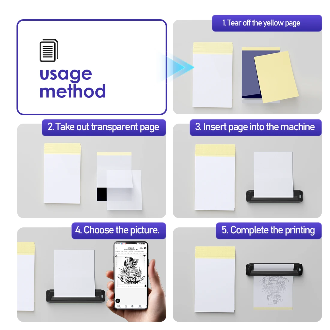 KVM 25-100 قطعة A4 ورق نقل الوشم ورق تتبع الوشم رسم يدوي ونقل الحرارة مناسب لآلة نقل الوشم